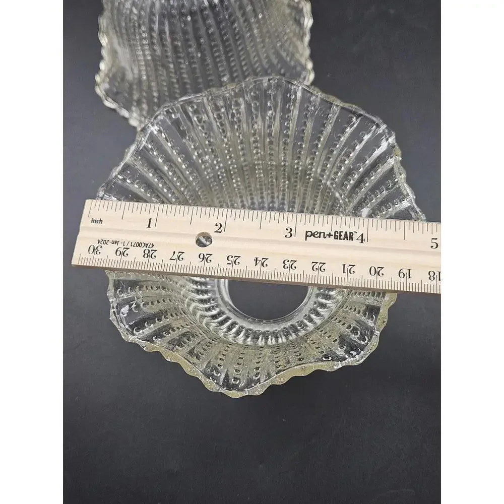 Vintage Hobnail Ribbed Glass Lamp Shades Vanity Sconce Set of 3 Repurpose Trend